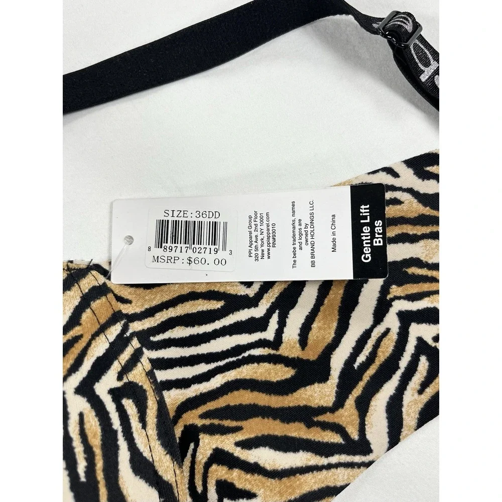 Bebe Intimates Tiger Stripe Seamless Underwire Gentle Lift Push Up Bra NWT 36DD‎
